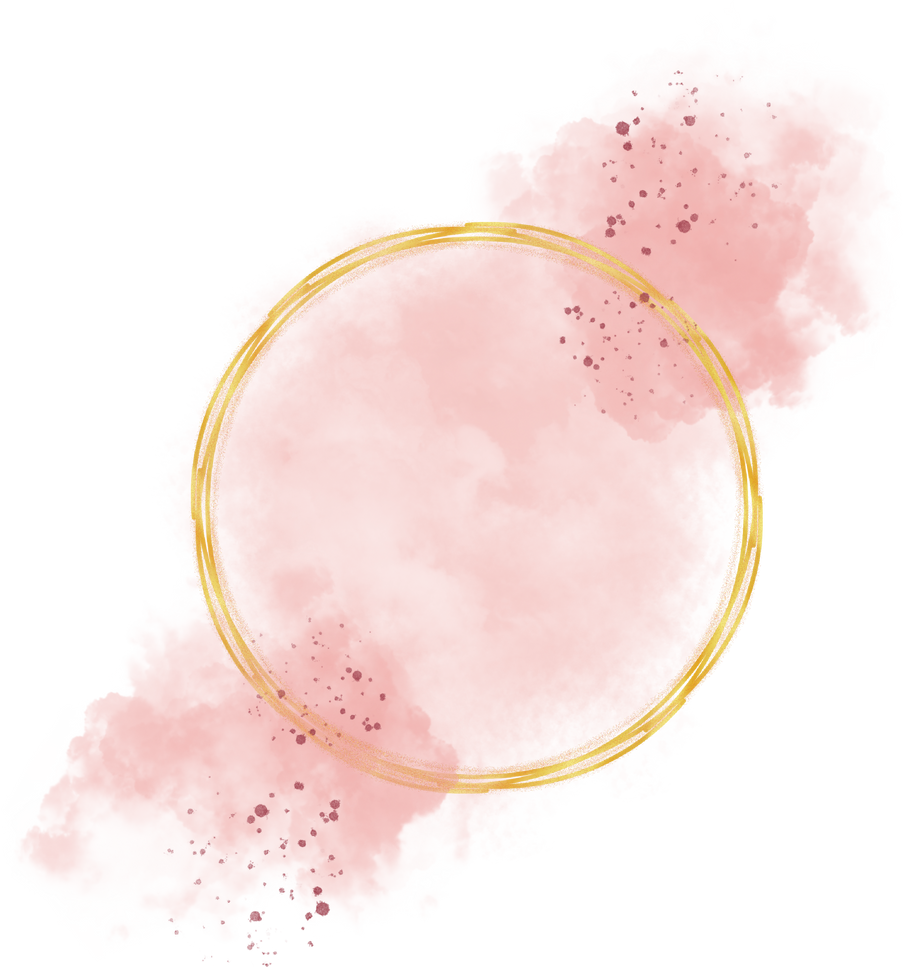 Watercolor splash golden circle frame